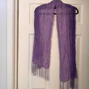 Purple and silver scarf with fringe. Wear it multiple ways!  EUC!